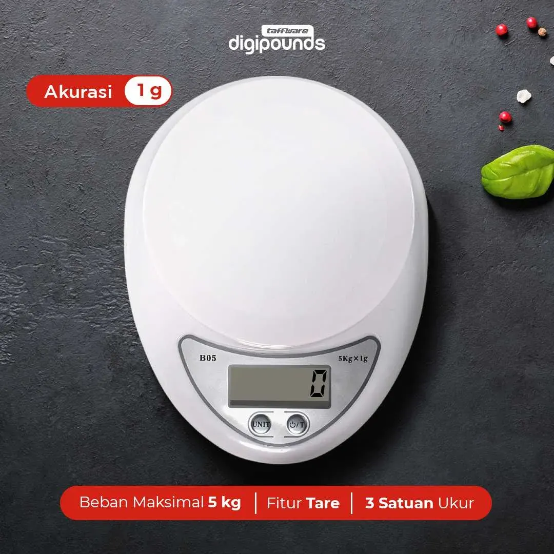 Taffware Digipounds Timbangan Dapur Digital 5kg - B05