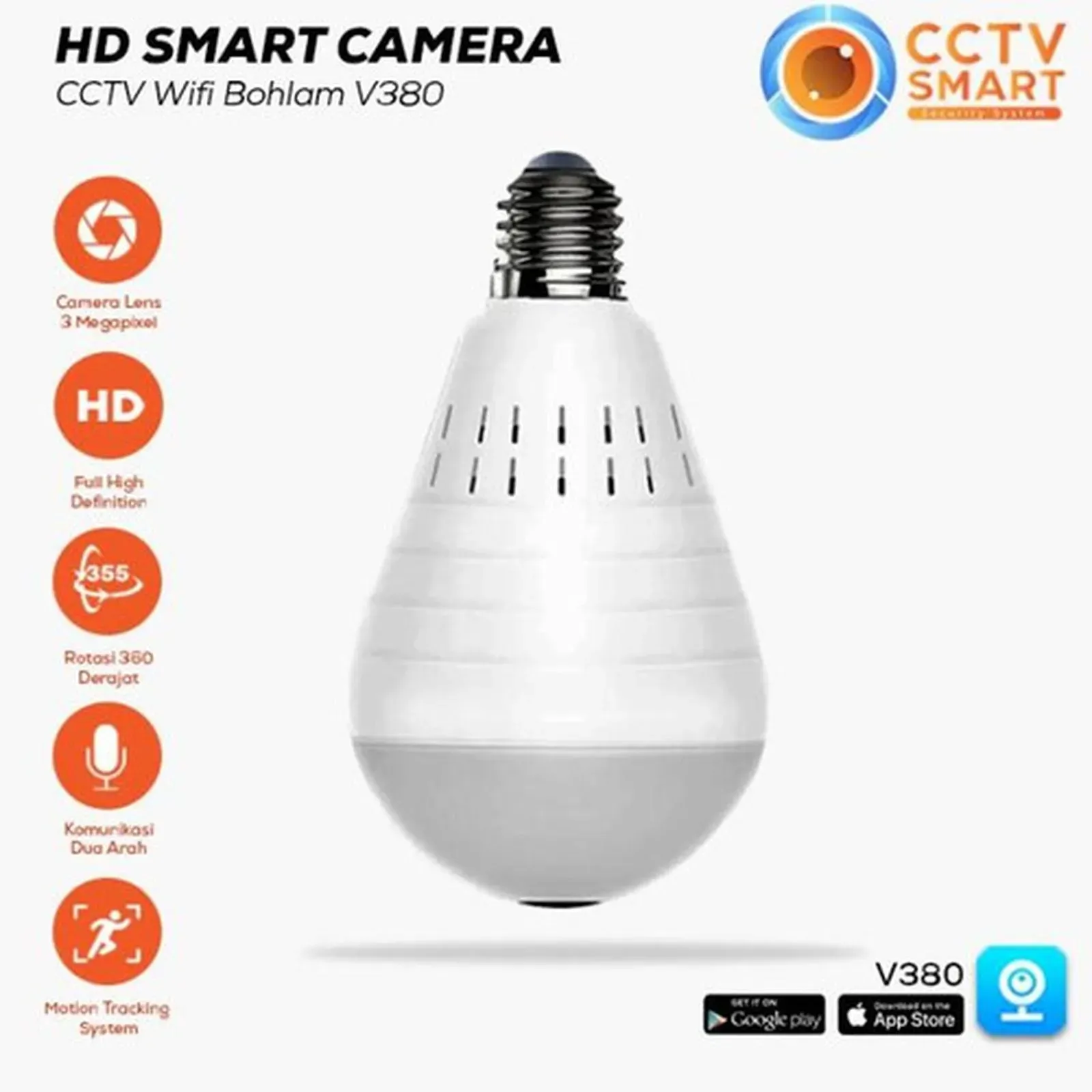 V380 Kamera CCTV Bohlam WiFi 360 View