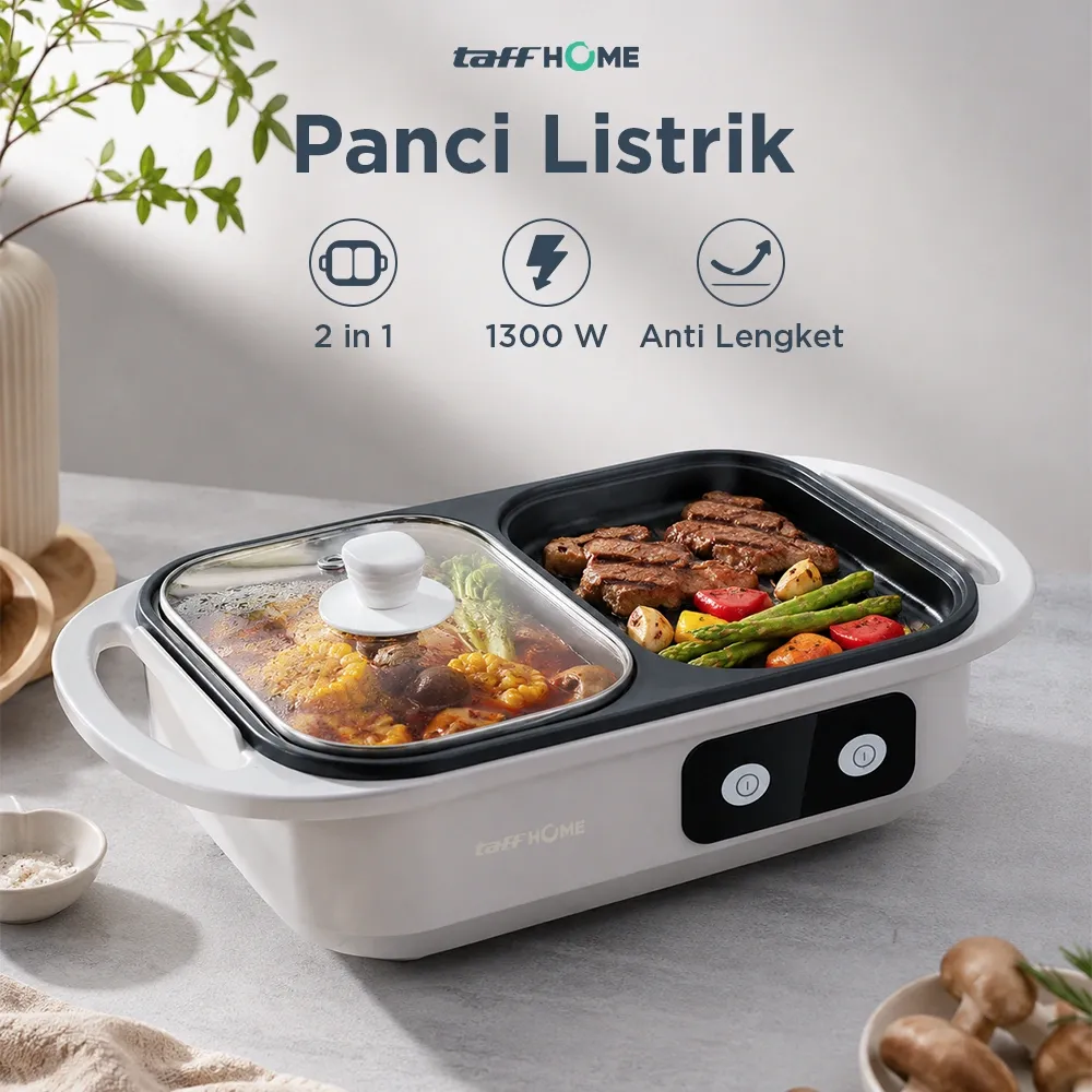 TaffHOME Panci Listrik Grill 2in1 Non Stick 1300W - DYG-03
