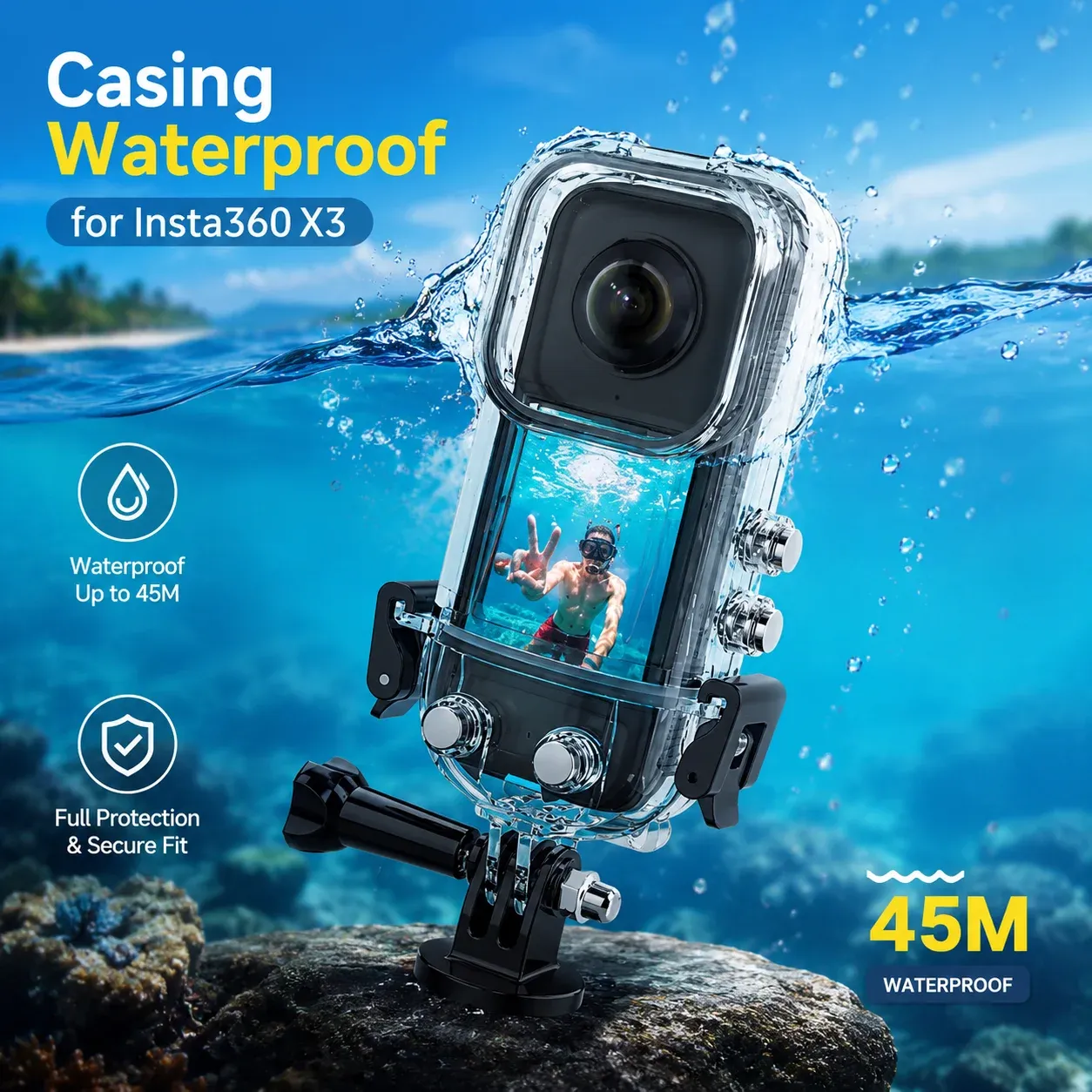 MODA Casing Waterproof Action Camera Case Insta360 X3 45M - DV4