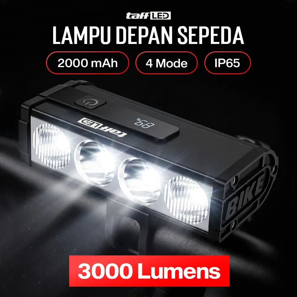 TaffLED Lampu Depan Sepeda 3000 Lumens - LIG013