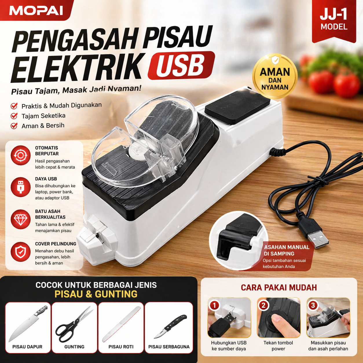 MOPAI Pengasah Pisau Elektrik - JJ-1